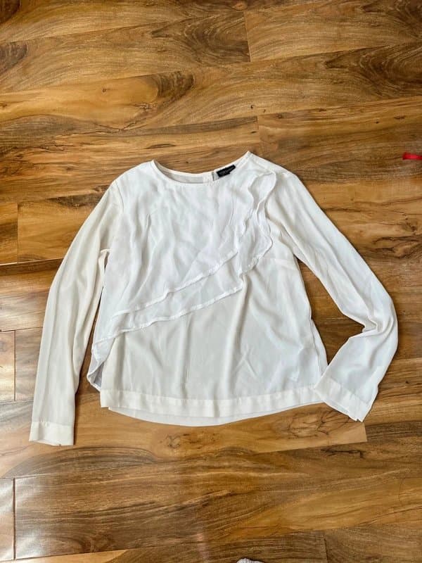 Topshop cream chiffon blouse with ruffle detail