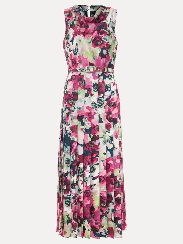 Phase Eight Phase Eight Women's Janina Floral Pleated Midi Dress in Pink - 2