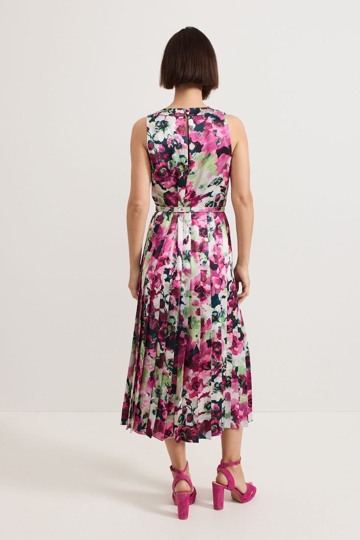 Phase Eight Phase Eight Women's Janina Floral Pleated Midi Dress in Pink - 4