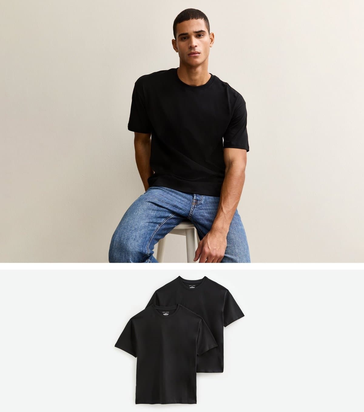 New Look Men's Black Pack of 2 Oversized T-Shirts New Look