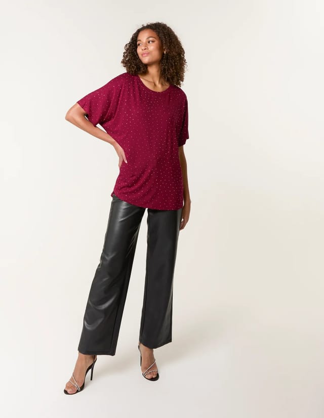 Blue Vanilla Stud Detail Round Neck T-shirt - 2