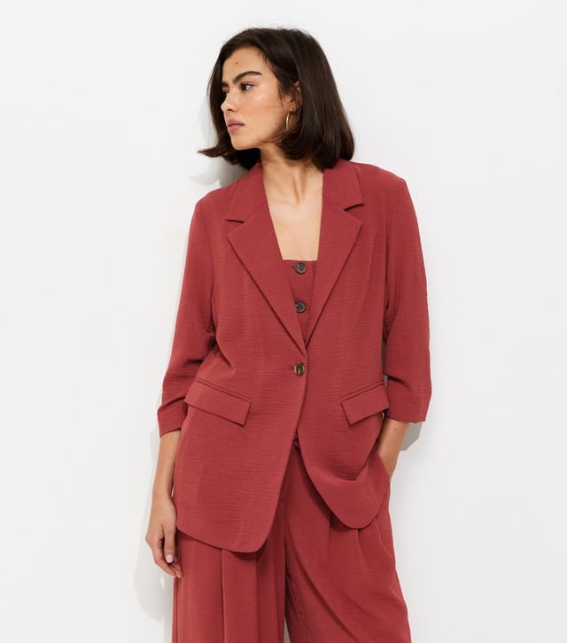New Look Women's Red Ruched Sleeve Blazer New Look - 2