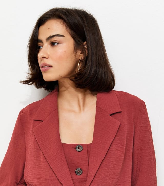 New Look Women's Red Ruched Sleeve Blazer New Look - 3