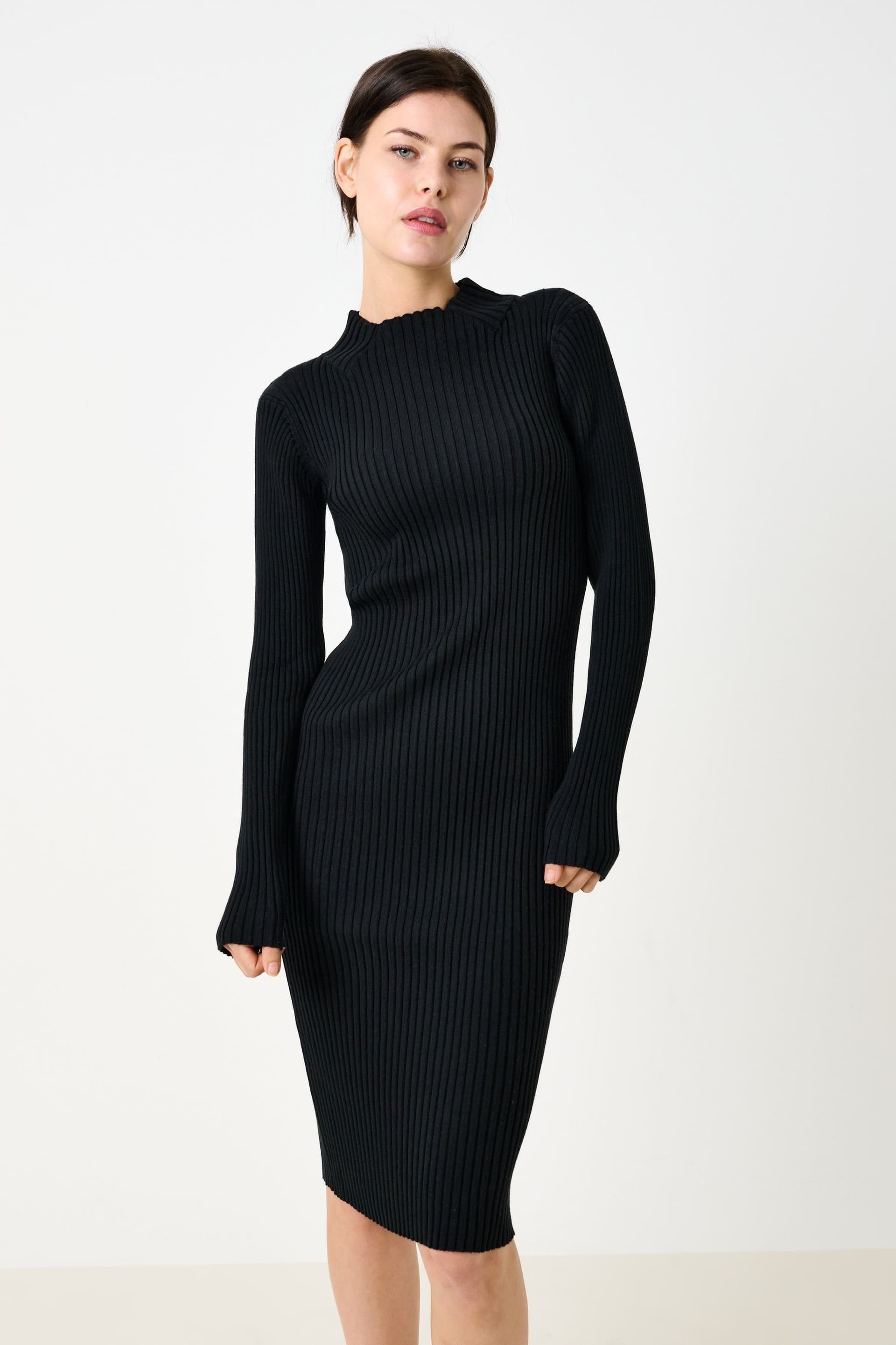 Louche Louche Women's Raye Black Midi Sweater Dress