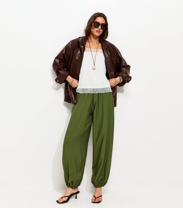 New Look Women's Green Cuffed Leg Trousers New Look - 3
