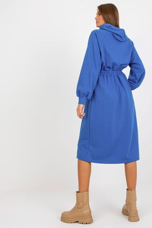 Love Lace Love Lace Women's Hooded Sweatshirt Dress With Elastic Waist Style 173393 in Blue - 3