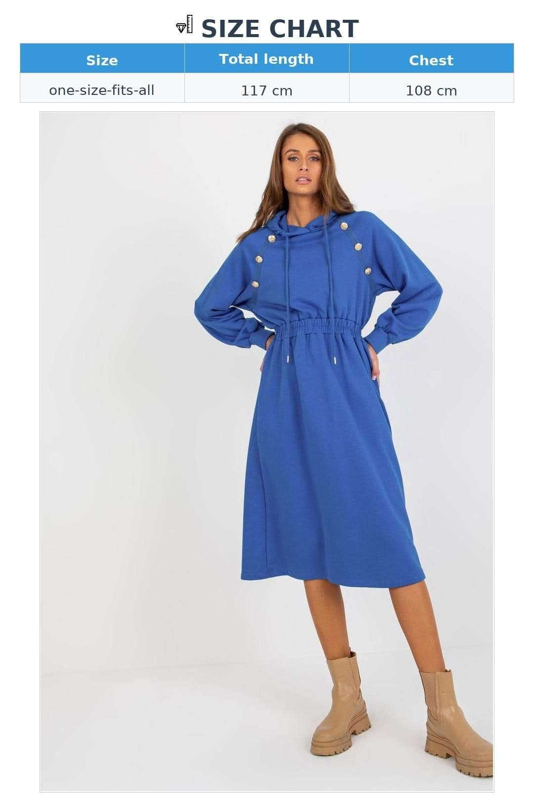 Love Lace Love Lace Women's Hooded Sweatshirt Dress With Elastic Waist Style 173393 in Blue - 4