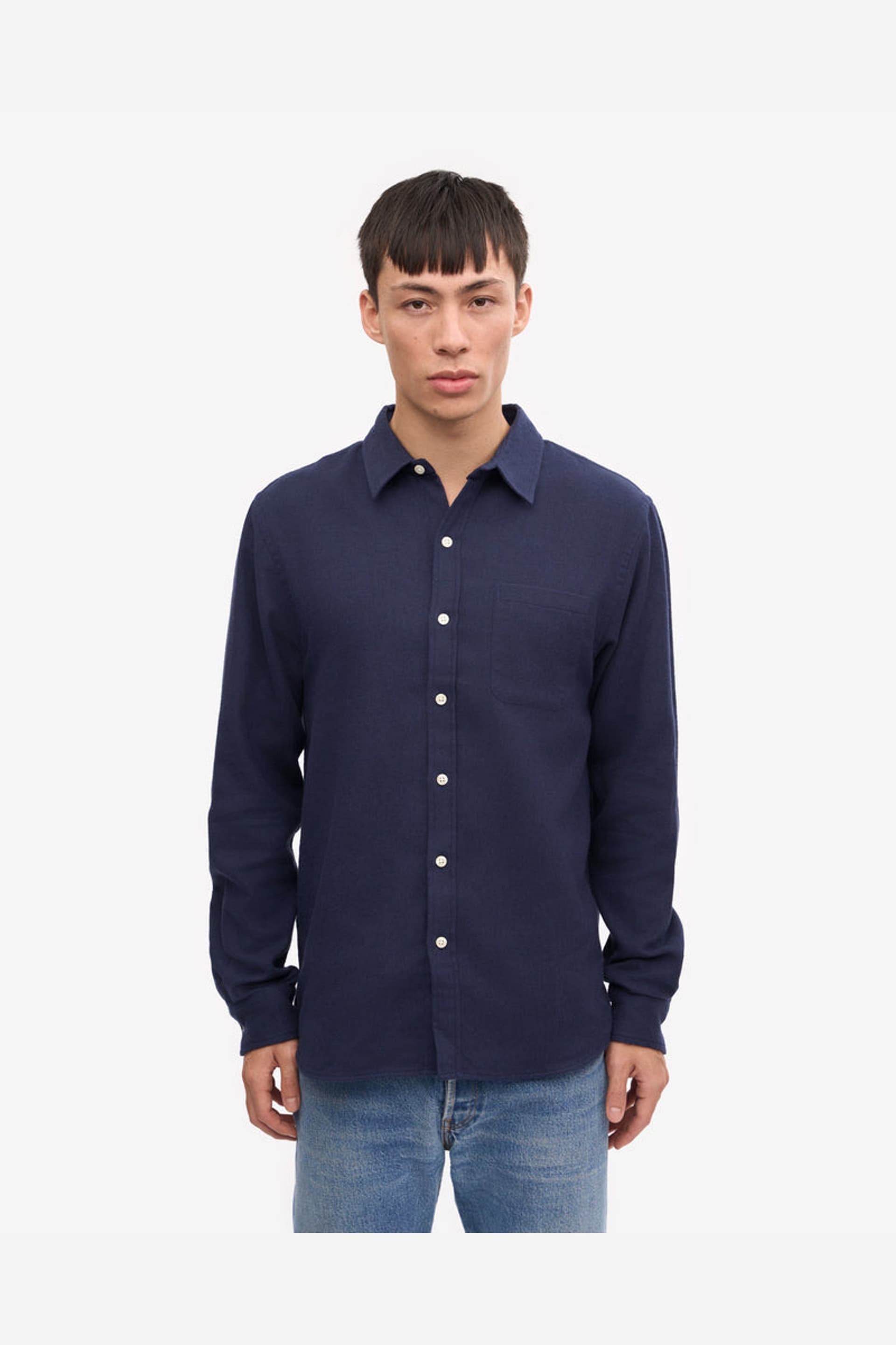 Colourful Standard Colourful Standard Men's Long Sleeve Collared Regular Fit Shirt in Indigo