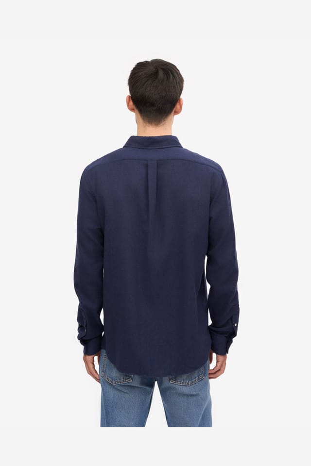 Colourful Standard Colourful Standard Men's Long Sleeve Collared Regular Fit Shirt in Indigo - 3