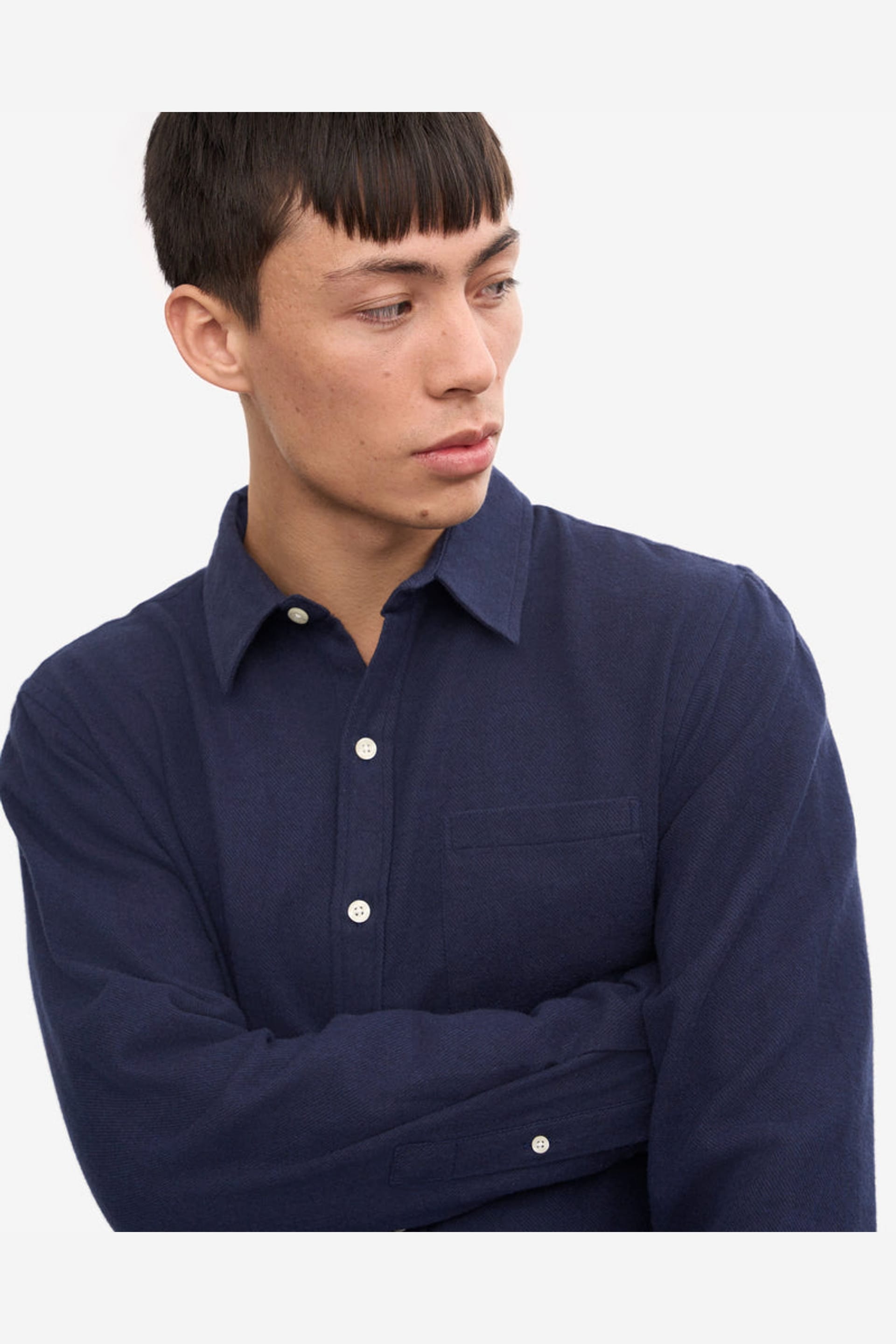 Colourful Standard Colourful Standard Men's Long Sleeve Collared Regular Fit Shirt in Indigo - 4