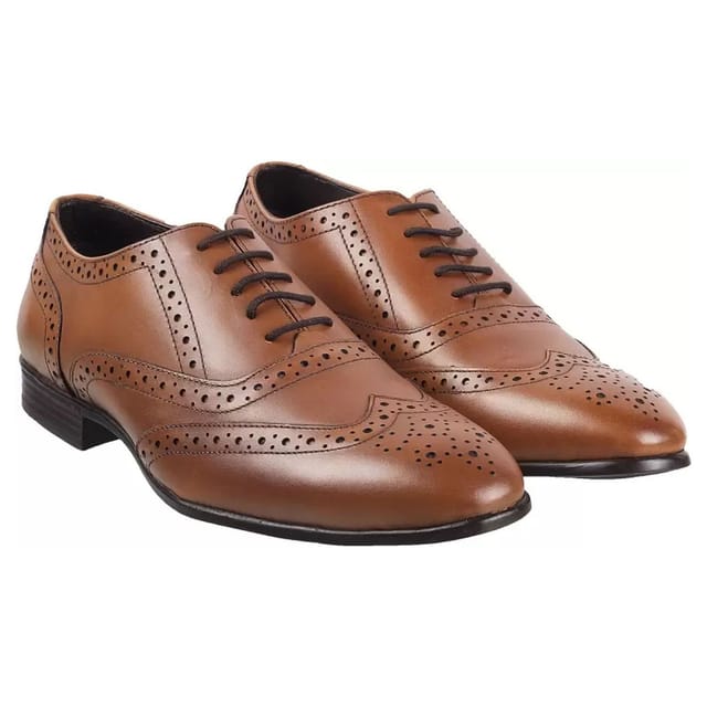 Route 21 Route 21 Men's 5 Eye Brogue Oxford Shoes in Tan - 2