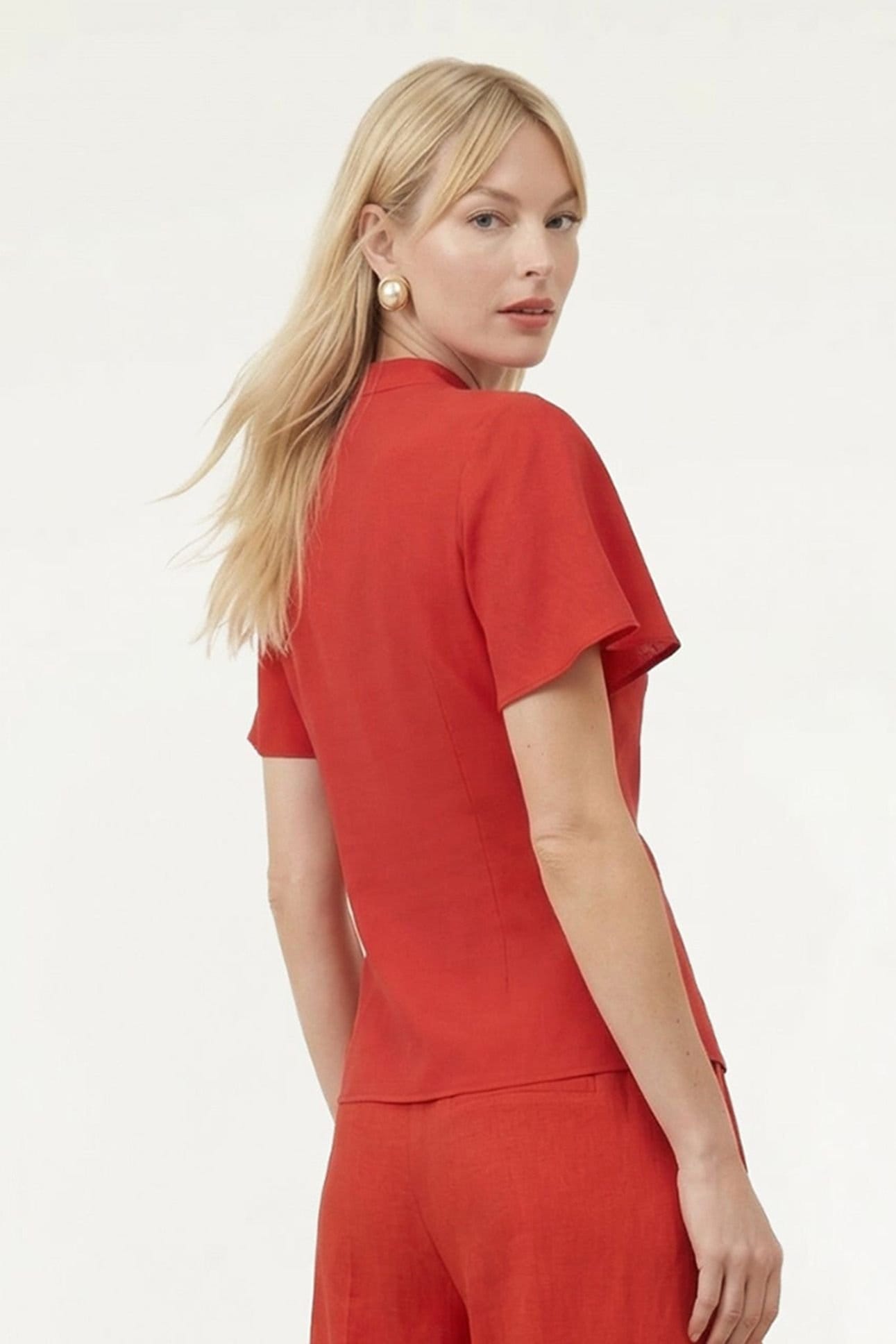 Lily and Lionel Lily and Lionel Women's Camille Flutter Sleeve Top in Red - 4