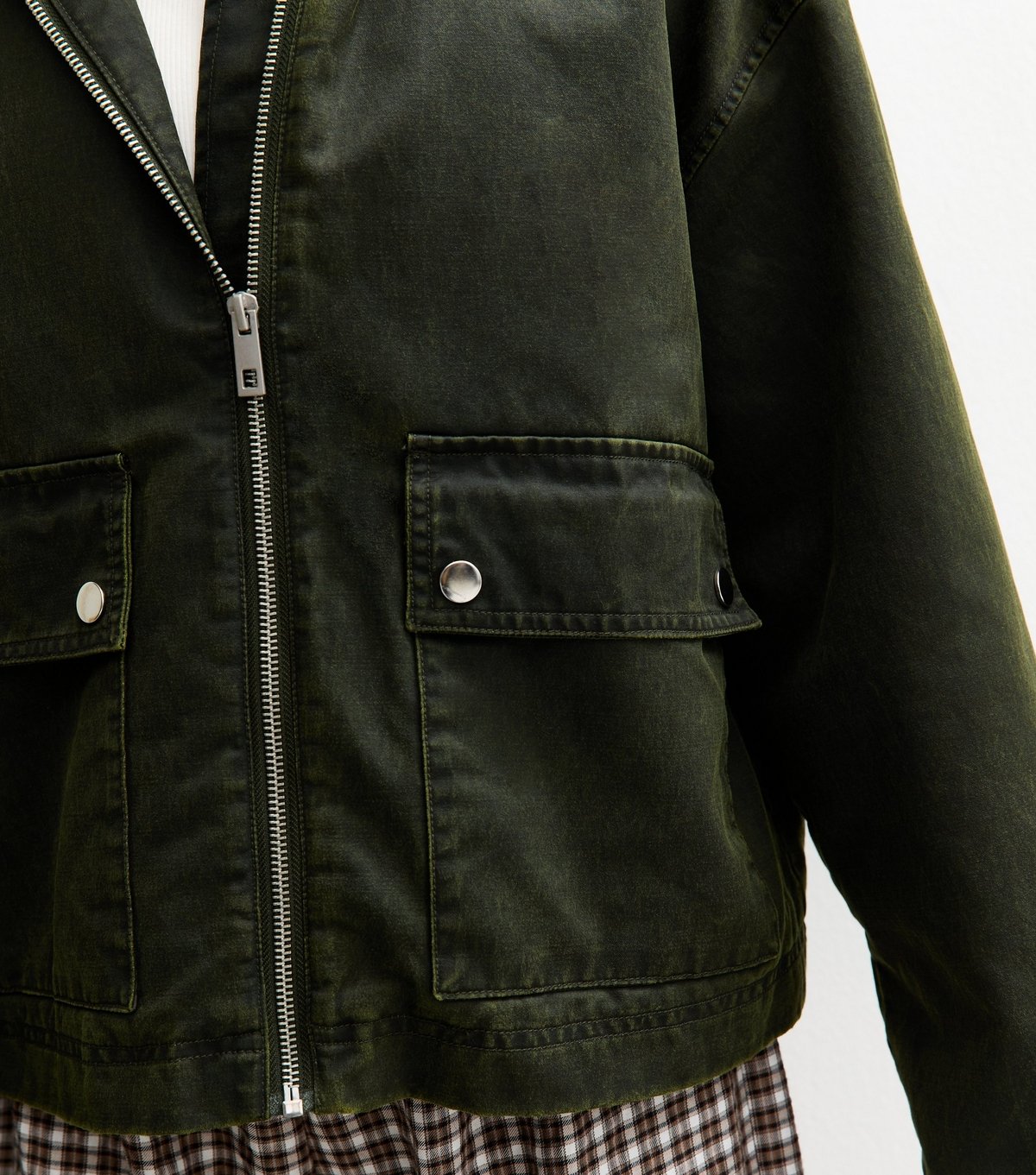 New Look Girls' Dark Khaki Coated Hooded Jacket New Look - 2