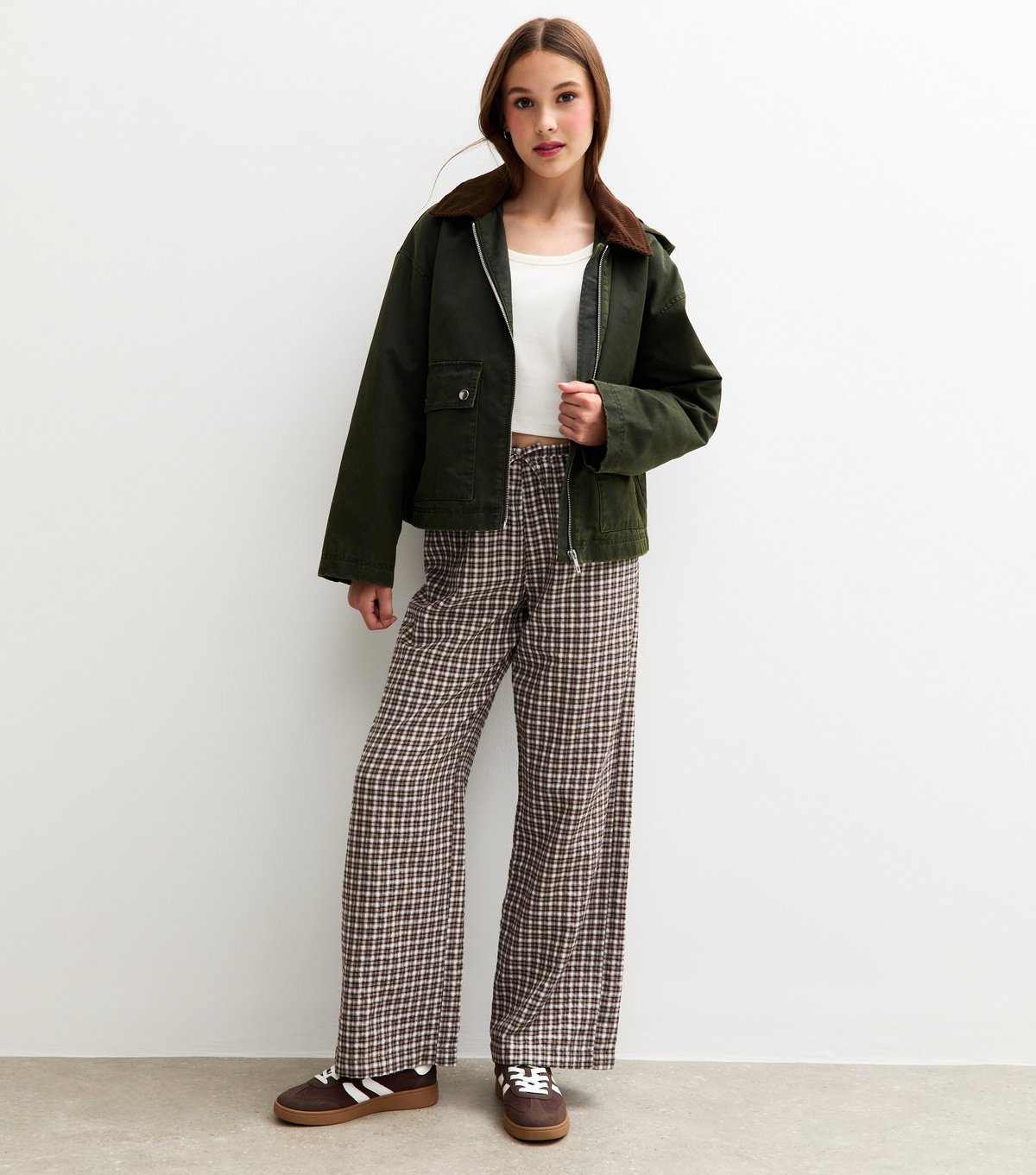 New Look Girls' Dark Khaki Coated Hooded Jacket New Look - 3