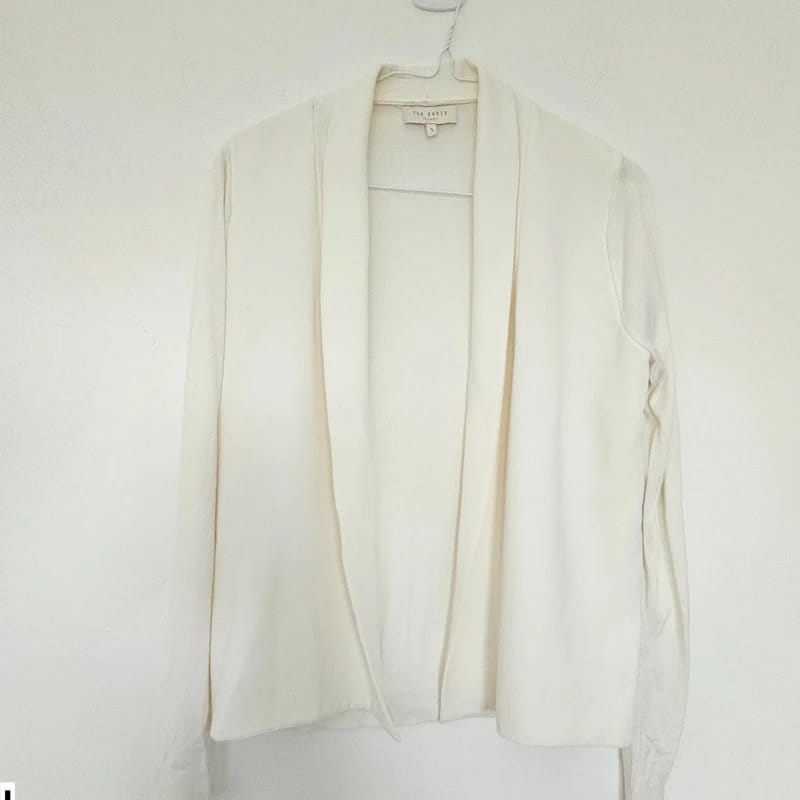 Ted Baker Cream Jersey Chiffon Cardigan Jacket Size 1 UK 8 to 10