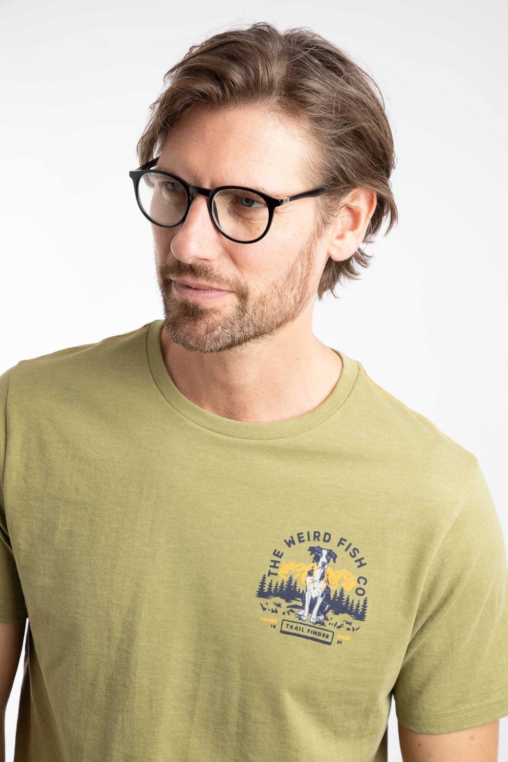 Weird Fish Weird Fish Men's Dog Trails Graphic T-Shirt in Pale Green - 2