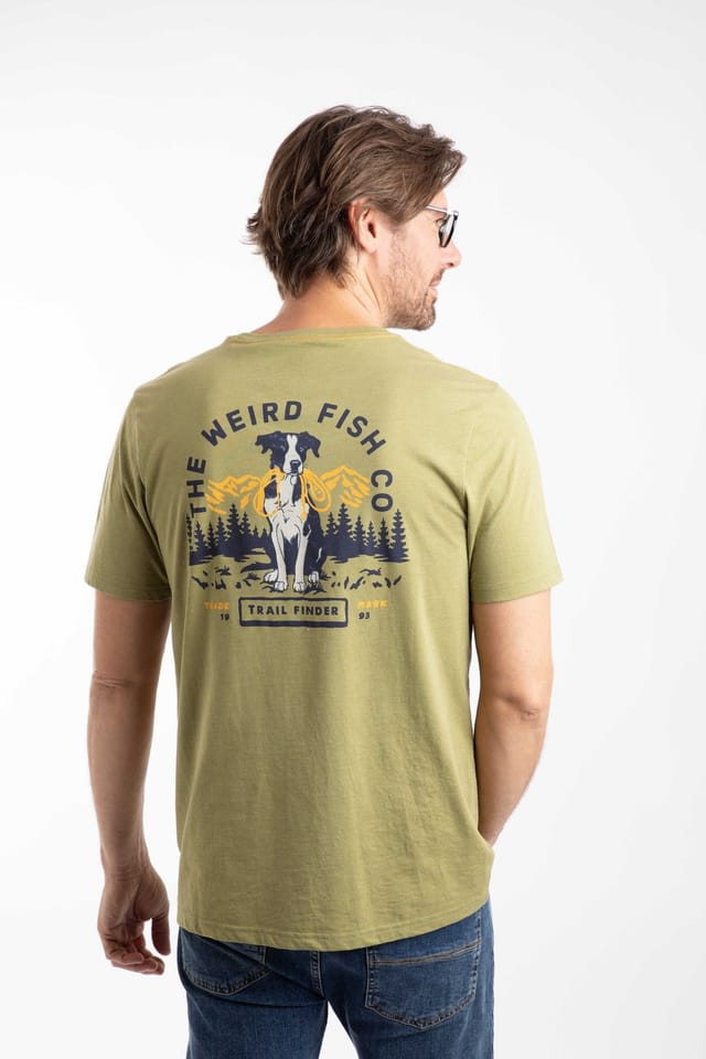 Weird Fish Weird Fish Men's Dog Trails Graphic T-Shirt in Pale Green - 3