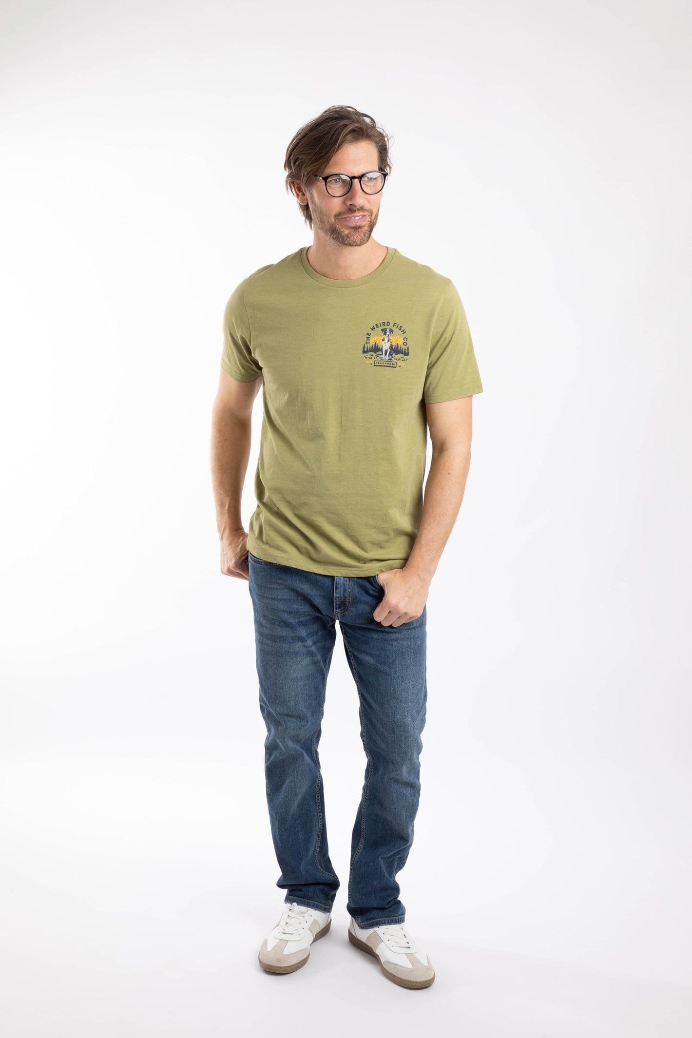 Weird Fish Weird Fish Men's Dog Trails Graphic T-Shirt in Pale Green - 4