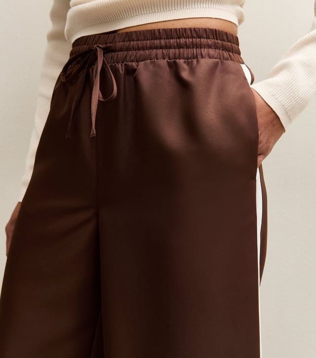 New Look Women's Dark Brown Side Stripe Wide Leg Trousers New Look - 2