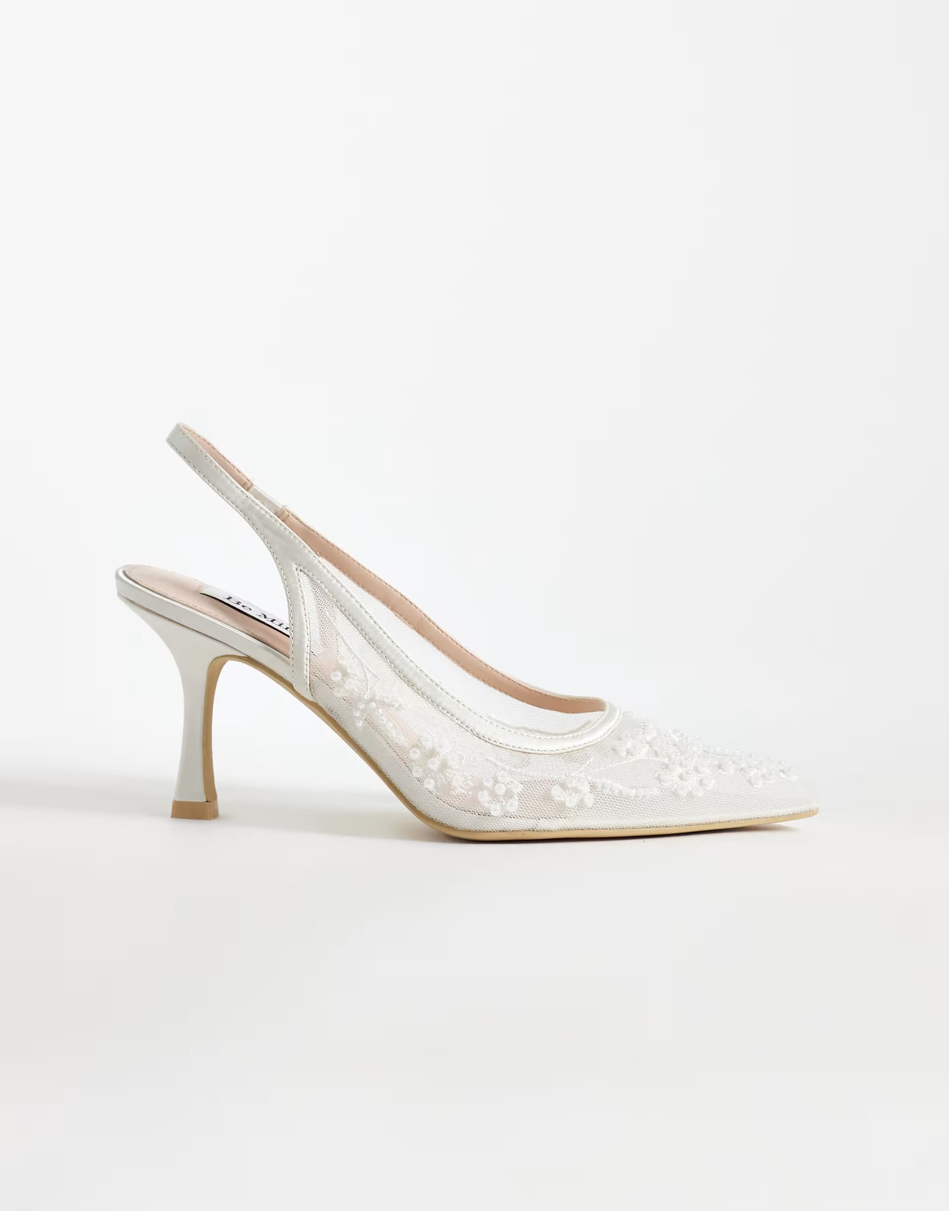 ASOS Be Mine Tania slingback heeled shoes with embroidery in ivory