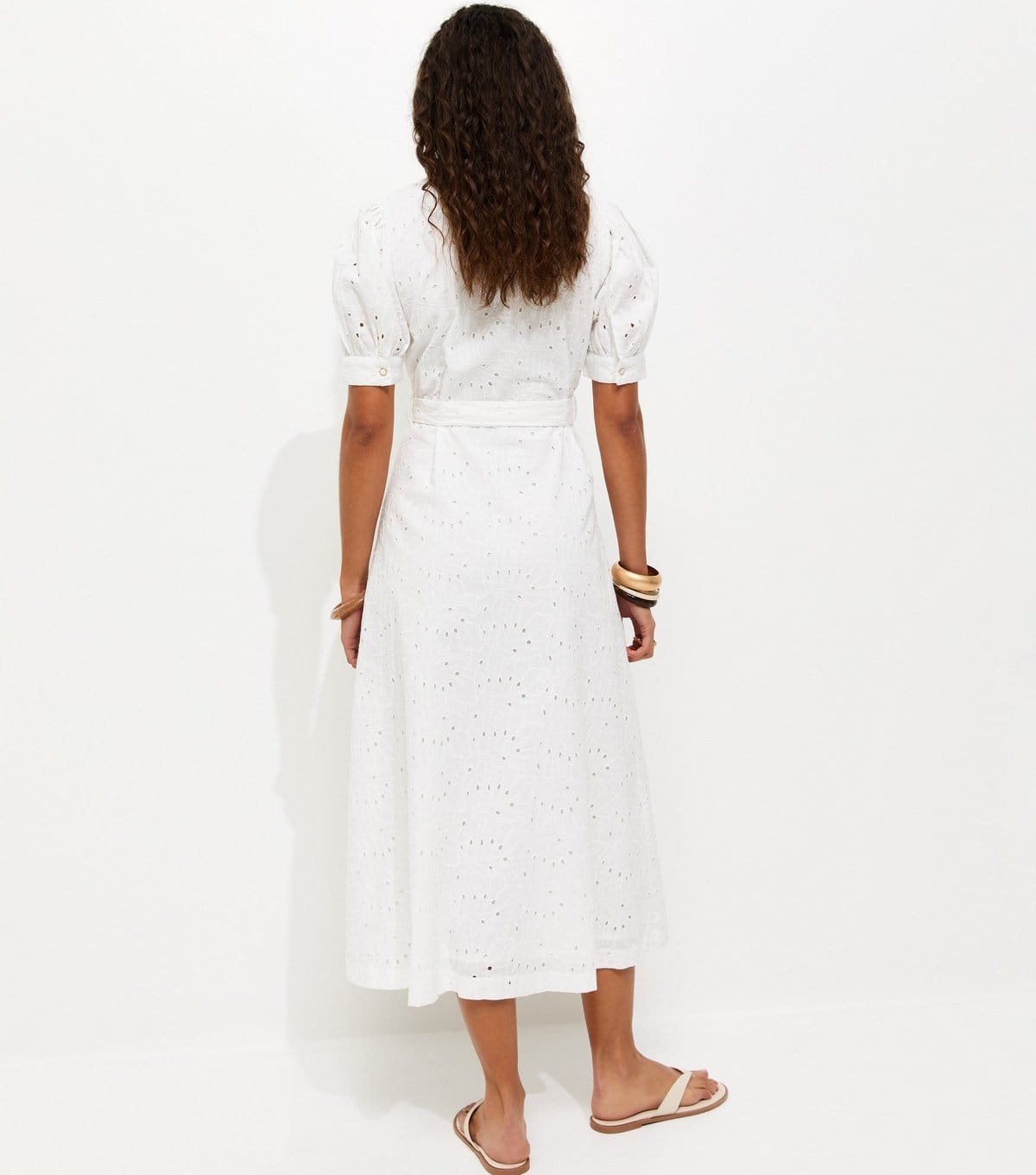 New Look Women's White Broderie Shirt Midi Dress New Look - 4