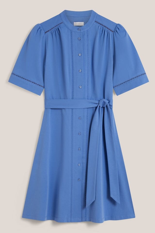 Hobbs London Hobbs London Women's Livvie Belted Mini Shirt Dress in Bright Blue - 2