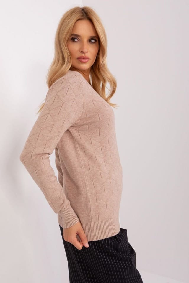 Love Lace Love Lace Women's Cotton Textured Long Sleeve Sweater in Beige - 2