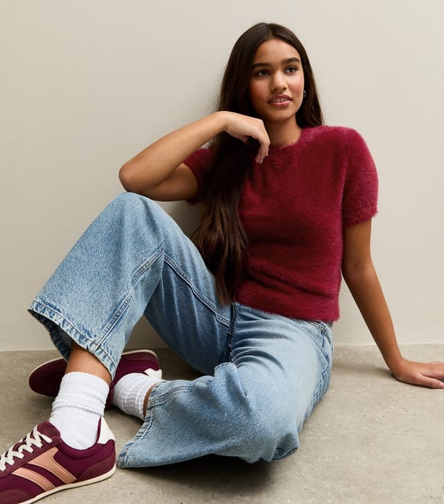 New Look Girls' Dark Burgundy Fluffy Knit Top New Look - 3