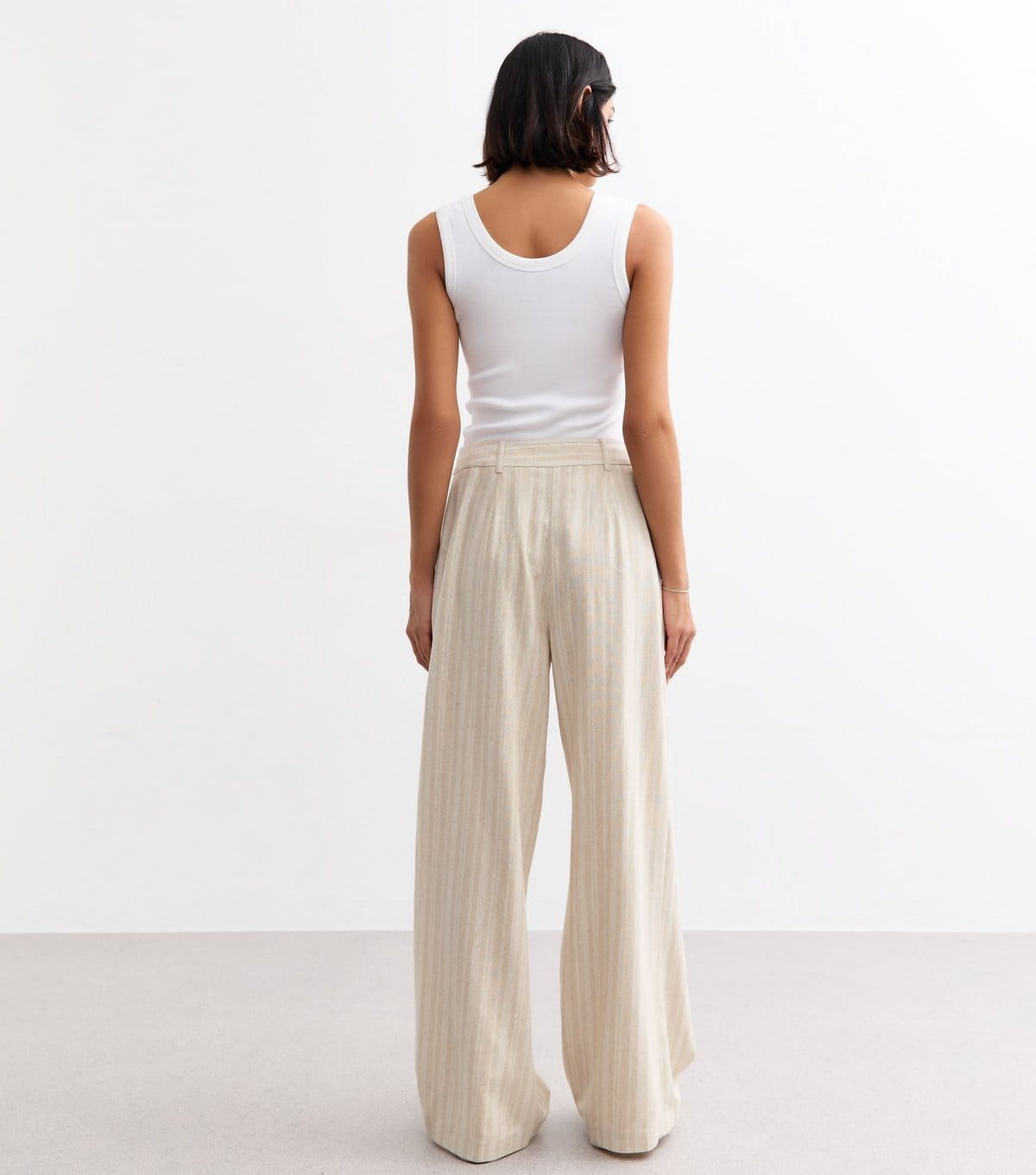 New Look Women's Cream Striped Wide Leg Tailored Trousers New Look - 4