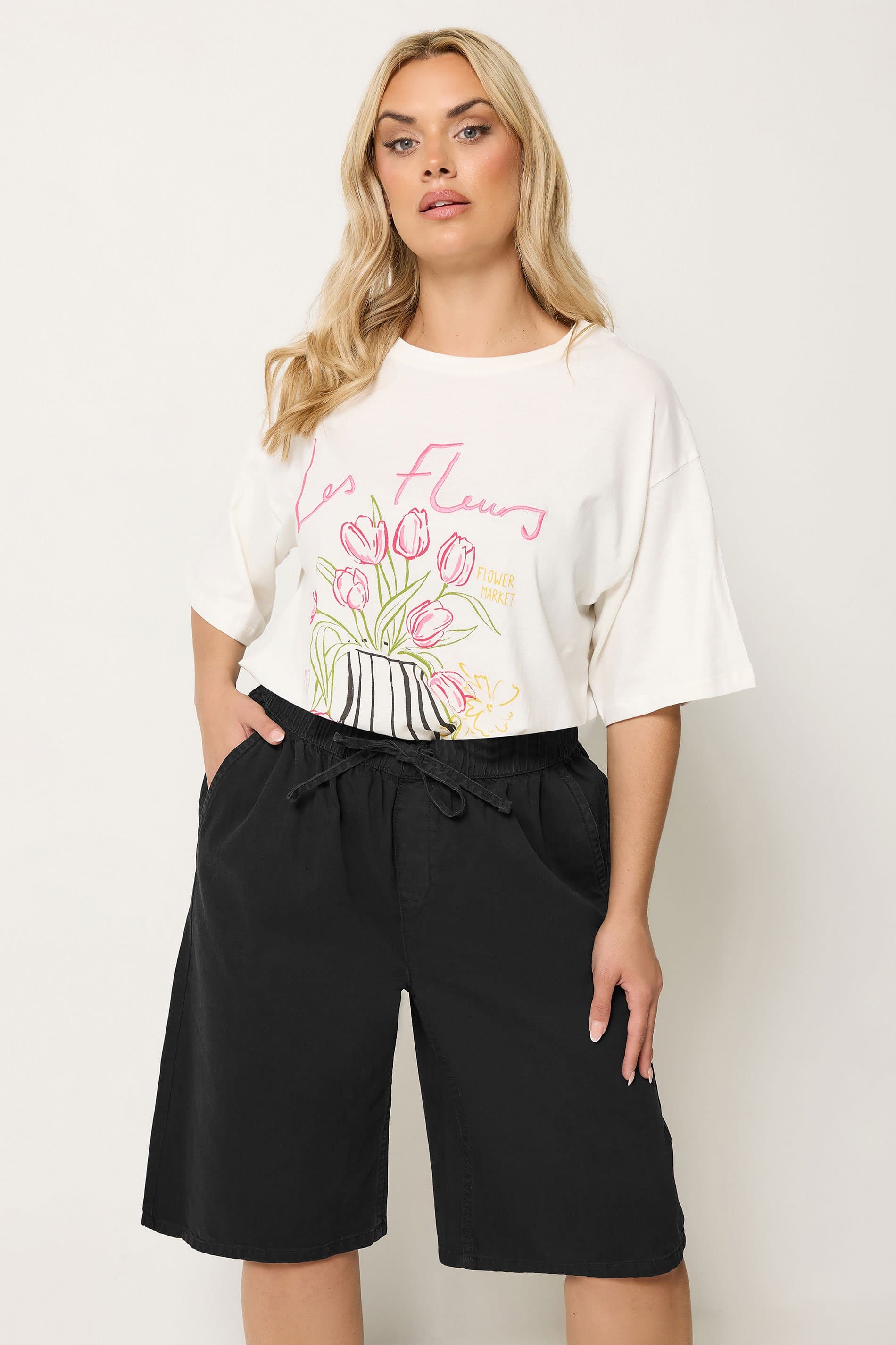 Yours Plus Size Black Denim Jorts