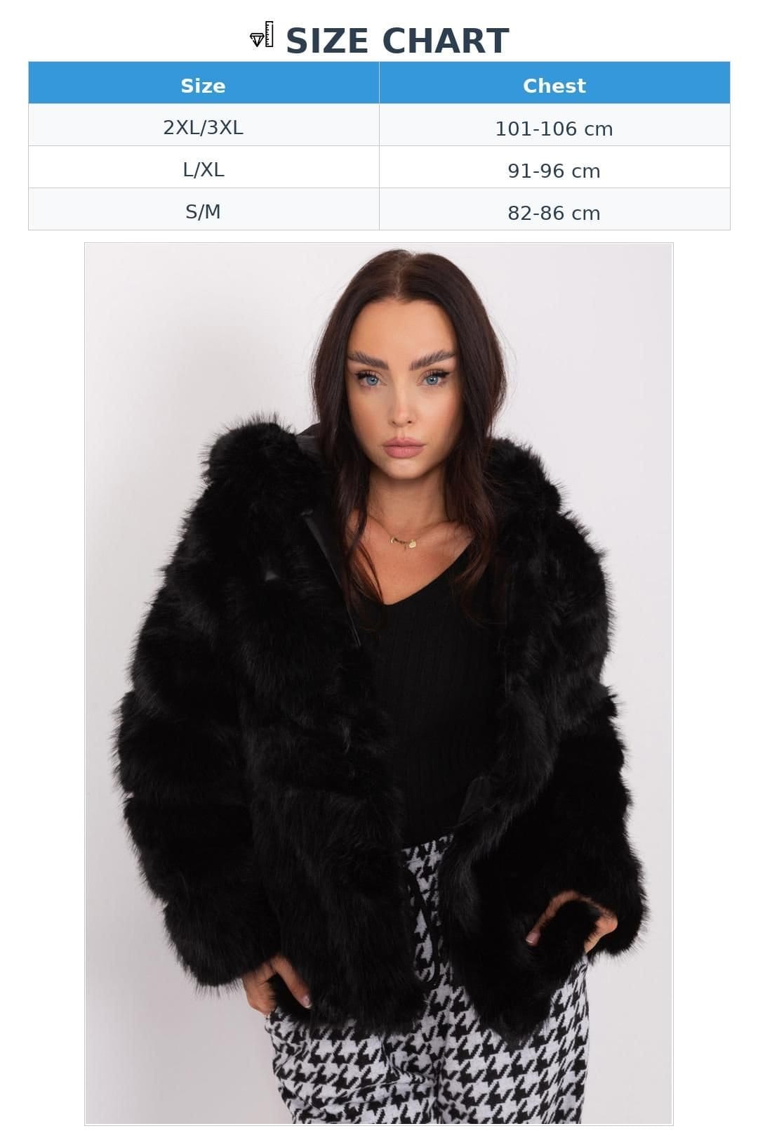 Love Lace Love Lace Women's Hooded Lined Faux Fur Jacket with Pockets in Black - 4