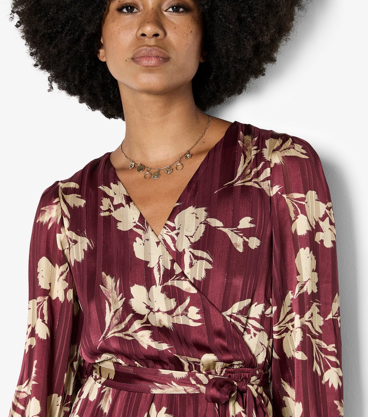 Apricot Women's Burgundy Floral Long Sleeve Midaxi Dress Apricot New Look - 3
