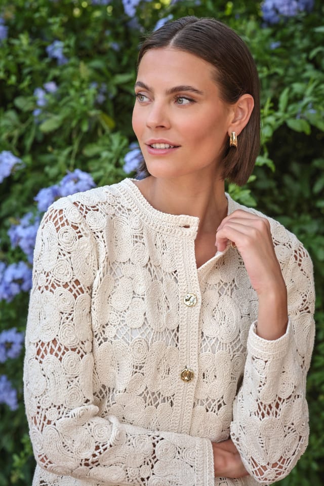 Pure Collection Pure Collection Women's Crochet Jacket in Off-White - 2