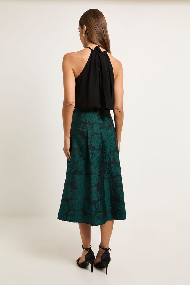 Wallis Wallis Women's Jacquard Midi Skirt in Emerald - 3