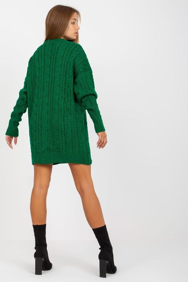 Love Lace Love Lace Women's Long Sleeve Round Neck Long Sweater in Green - 3