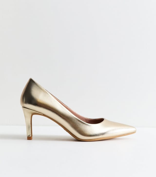 New Look Women's Gold Faux Leather Heeled Court Shoes New Look - 2