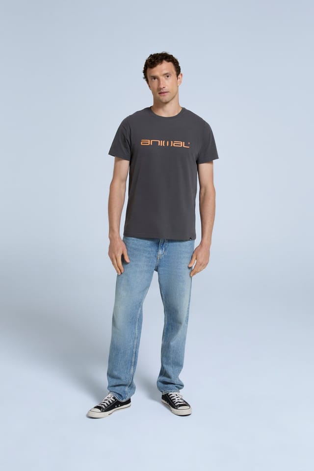 Animal Animal Men's 'Classico' Lightweight Breathable Soft Short Sleeve Cotton T-Shirt in Charcoal - 2