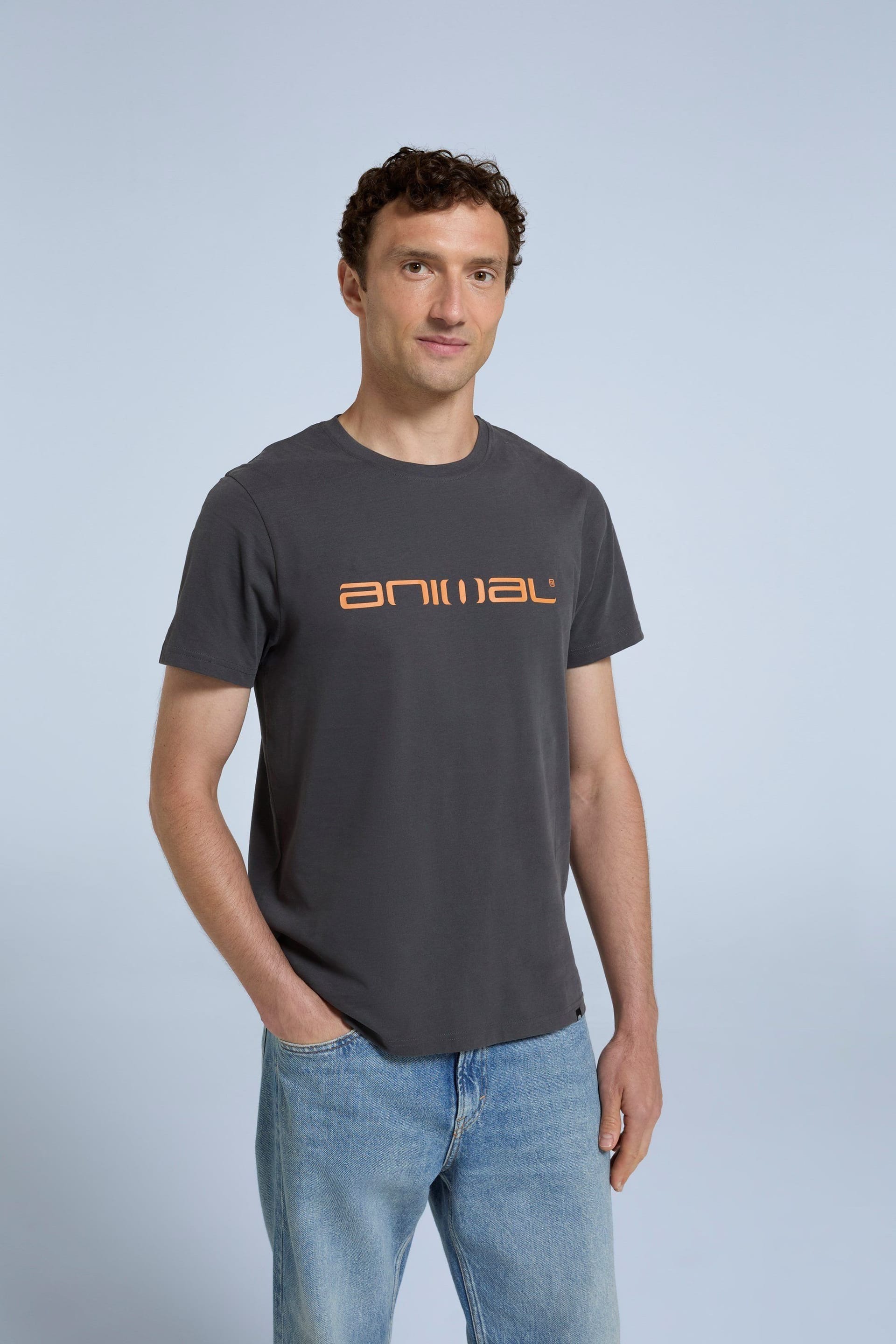 Animal Animal Men's 'Classico' Lightweight Breathable Soft Short Sleeve Cotton T-Shirt in Charcoal - 4