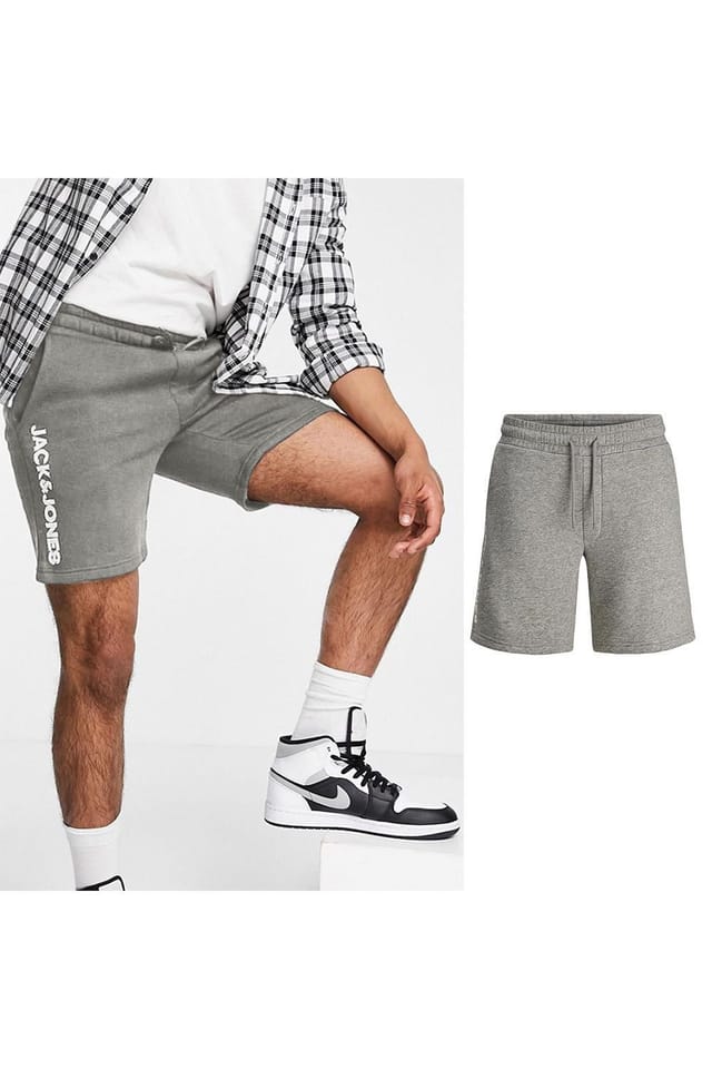 jack & jones Jack & Jones Men's Men's Light Grey Cotton Sweat Shorts Casual Fit Soft Comfortable - 2