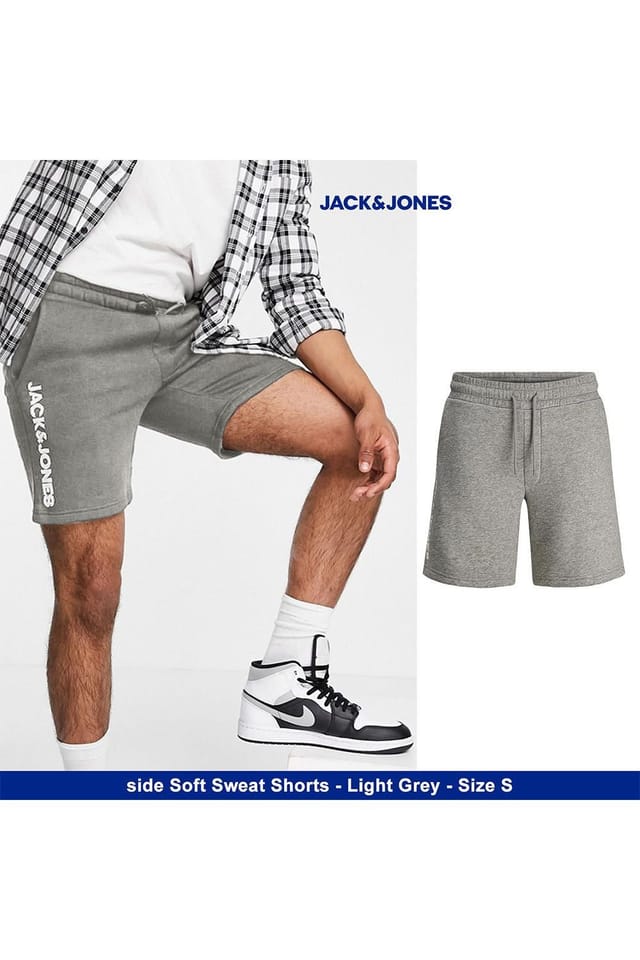 jack & jones Jack & Jones Men's Men's Light Grey Cotton Sweat Shorts Casual Fit Soft Comfortable - 3