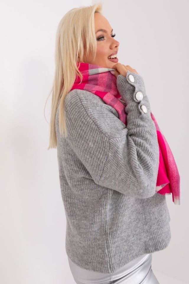 Love Lace Love Lace Women's Long Colorful Plaid Polyester Scarf for Fall & Winter in Bright Pink - 3
