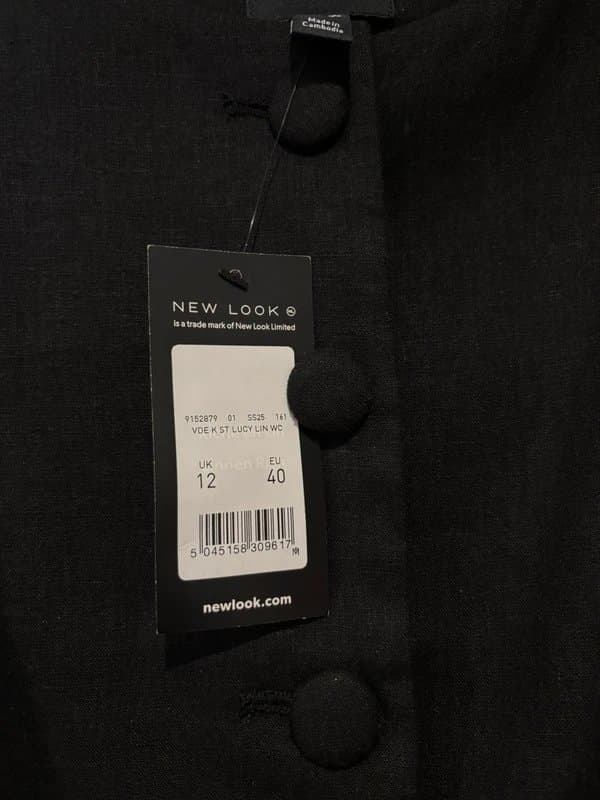 New Look Black linen blend waistcoat New Look size 12 BNWT