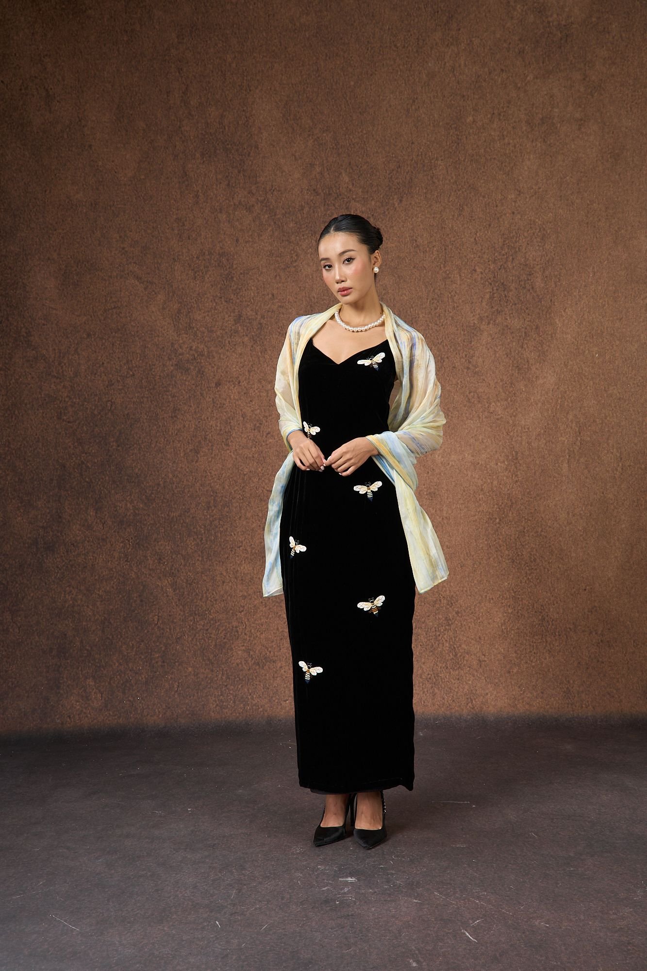 Silk and Bears Silk and Bears Women's Hand-Dyed Silk Scarf - Golden Yellow & Sand Brushstrokes, 100% Lightweight Mulberry Silk - 2