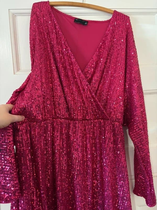 ASOS Design ASOS Design Curve Pink Sequin Mini Dress UK 22 Party Cocktail Christmas Barbie