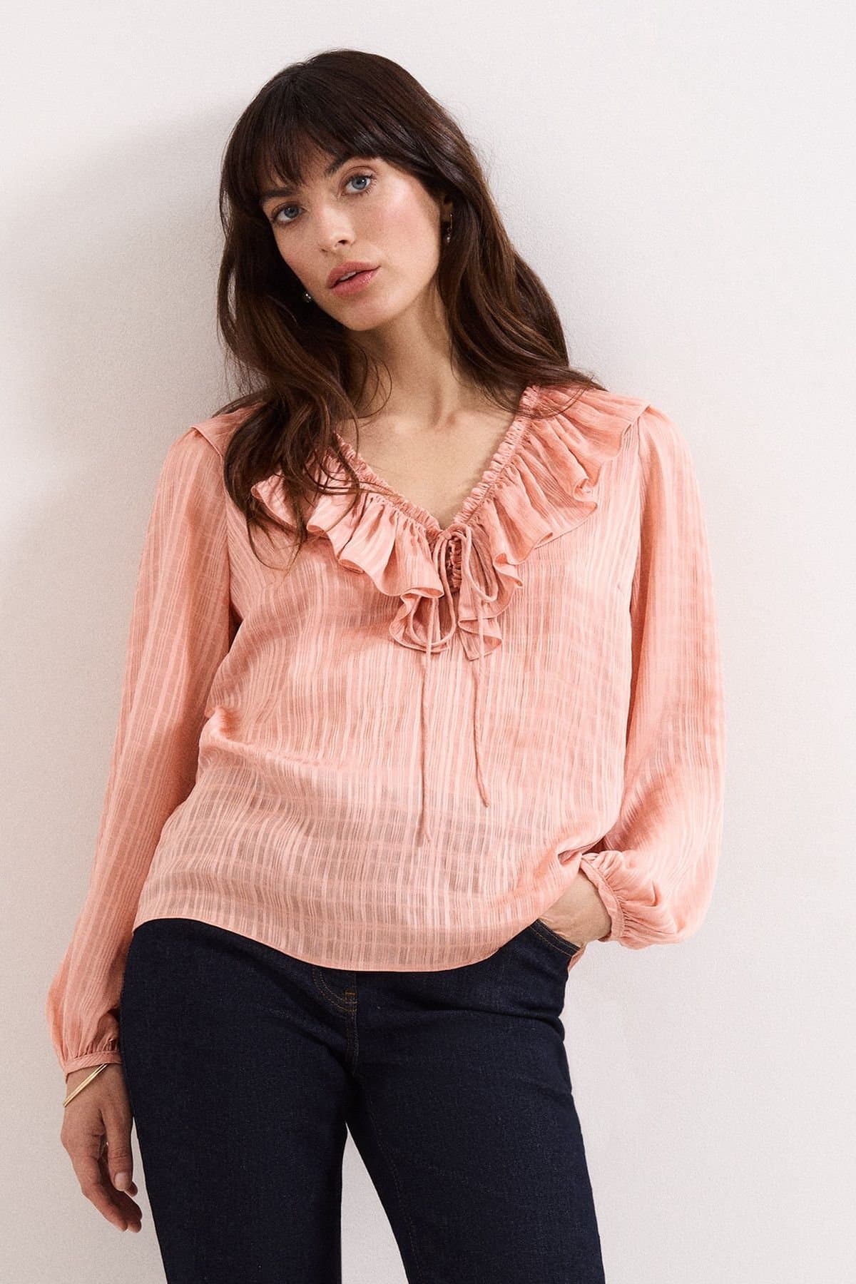 Phase Eight Phase Eight Peach Ruffle Blouse for Women