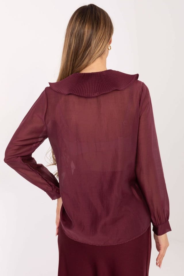 Love Lace Love Lace Women's Classic Tencel Blend Long Sleeve Jabot Shirt in Red - 3