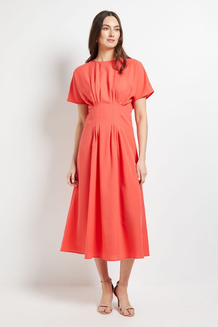 Principles Principles Women's Pleated Waist Detail Dress in Coral - 1