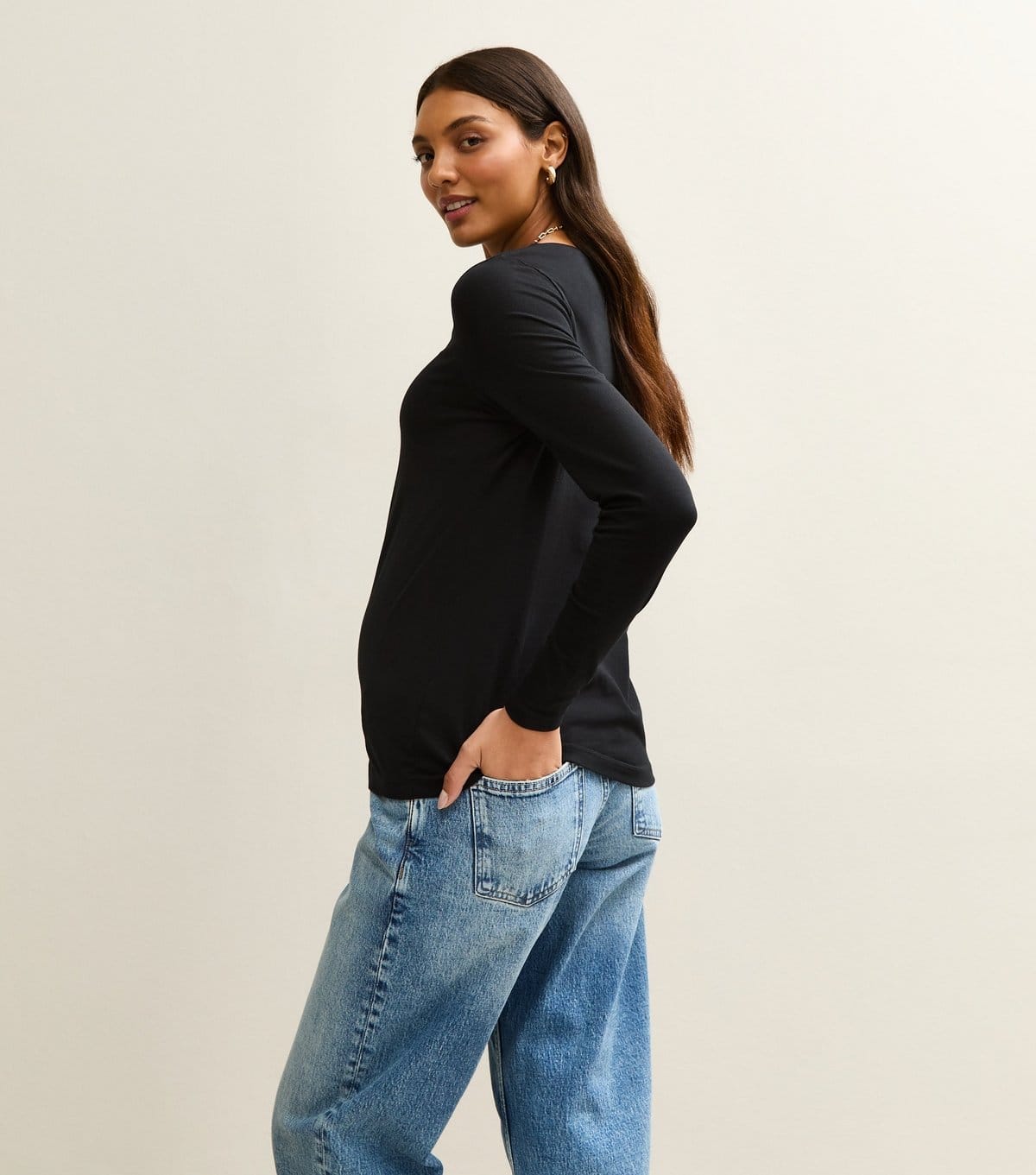 New Look Women's Maternity Black Jersey Long Sleeve Crew Neck Top New Look - 4