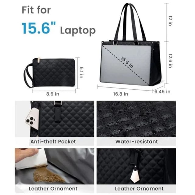 Nordara Nordara Women's Black 2-in-1 Insulated Lunch Tote Bag Large Capacity Work - 2