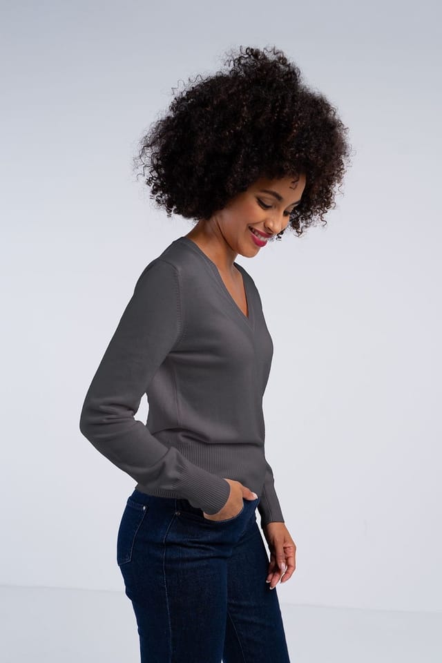 Kettlewell Kettlewell Women's Cleo V Neck Sweater in Dark Grey - 3